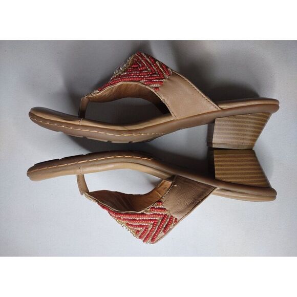 Euro Soft by Softt Red Beaded Leather Thong Sandals Size 8.5 - Picture 6 of 14